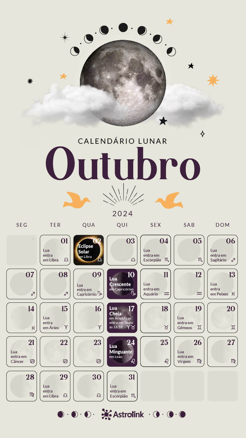 Calendário Lunar - Outubro 2024